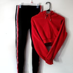 High-Waisted Leggings + Cropped Hoodie 2 Piece Set